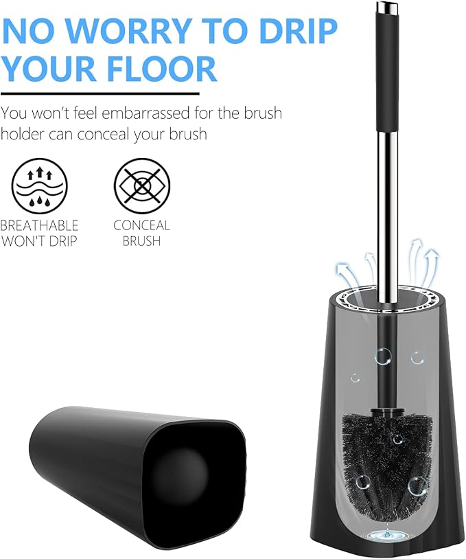 SetSail Toilet Brush, Compact Size Toilet Bowl Brush and Holder Toilet Brushes for Bathroom with Stainless Steel Handle Toilet Cleaner Brush with Durable Scrubbing Bristles, 4 Packs