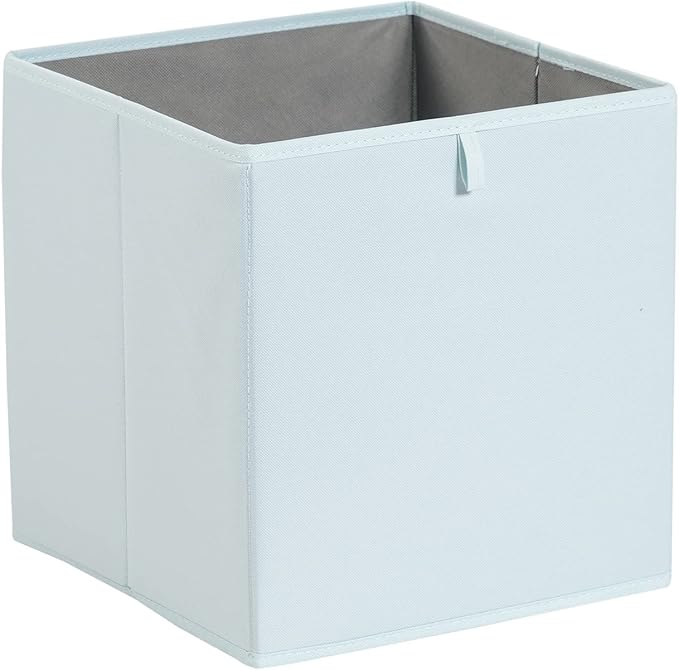 Amazon Basics Collapsible Cube Organizer Bins, Closet Storage Baskets for Shelves with Secure Pull Handle, Foldable Space-Saving, Jade Green, 13x15x13", 6-Pack