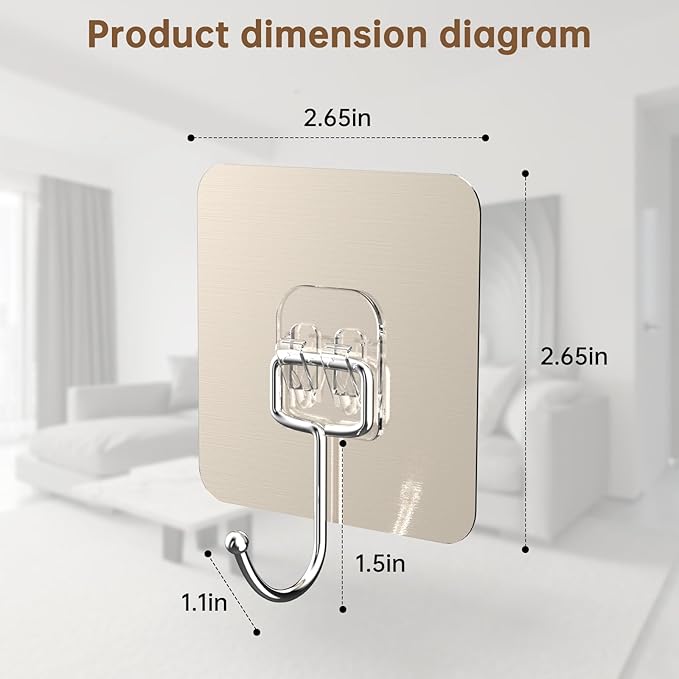 5-Pack Adhesive Lid Holder Hooks Compatible with Caraway Pan, Wall Hangers Without Nails, Self Adhesive Hooks Heavy Duty, Self-Adhesive Traceless Clear, Multiple Uses for Bathroom, Kitchen and Office