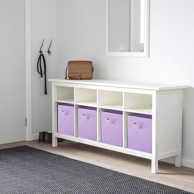 PowerKing Collapsible Storage Cubes with Handles, Fabric Foldable Bins for Closet Shelves, Durable Organization Storage Bins, 10.5'' x 11'' x 10.5'', 6 Pack, Purple