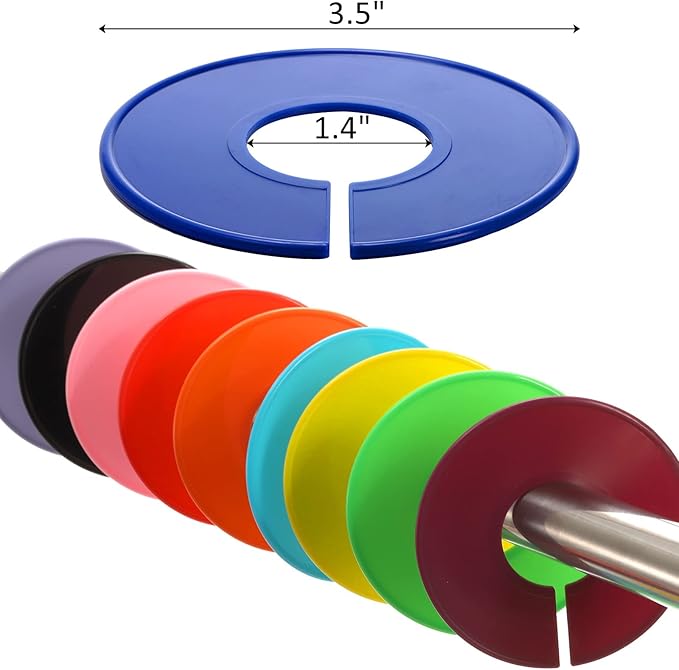 ZOOFOX 80 Pieces Closet Dividers for Hanging Clothes, Colored Clothing Rack Dividers, Round Closet Separator for Home or Clothing Store