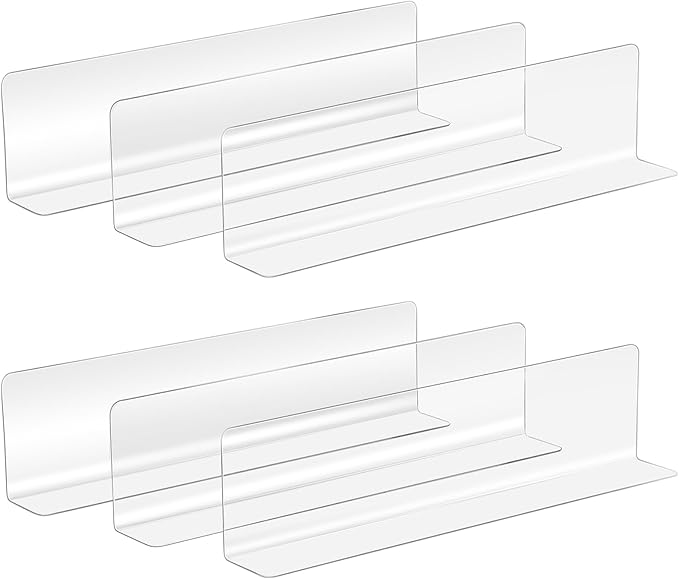 HOMSFOU Shelf Divider Organizer 20pcs Shelf Dividers Clear Plastic Commodity Separator L Shaped Supermarket Organizer for Kitchen Cabinet Bookcase Office Retail Store