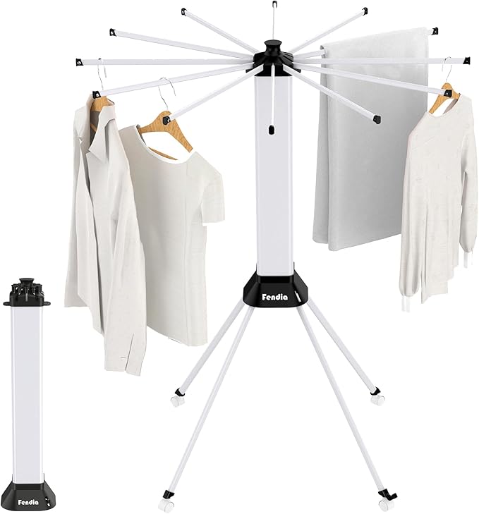 fendia Clothes Drying Rack Foldable & Collapsible Drying Racks with 4-Leg Octopus Design, Large Capacity Space Saving Indoor Drying Rack for Bedroom,Balcony,Laundry for Indoor/Outdoor Use (White)
