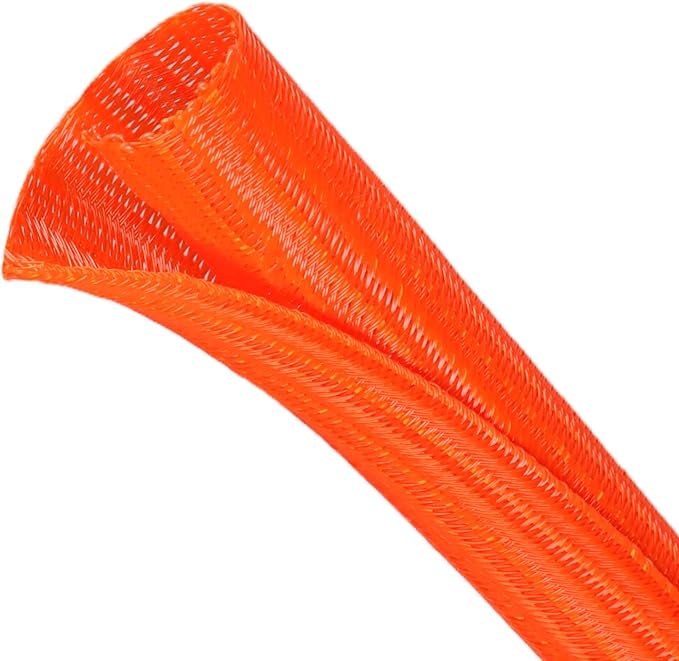 Split Wire Loom Tubing, Cable Protector Sleeve, Braided Cable Management for TV/Computer/Home Theater/Engine Bay, Cord Protectors from Pets No Chew (Orange, 1"-10ft)