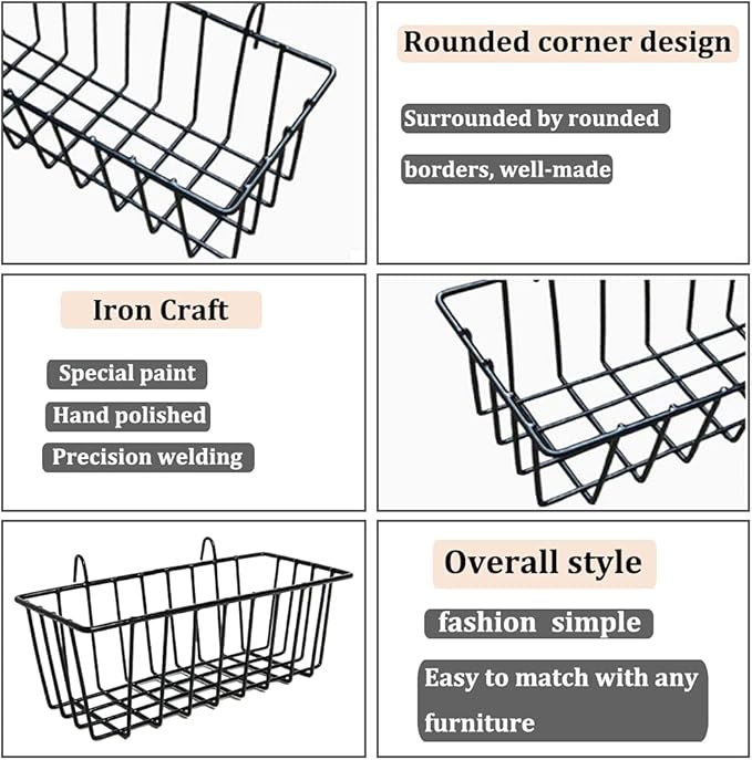 3 Pack Wire Baskets,Wall Grid Panel Hanging Wire Basket,Wall Storage and Display Basket for Cabinet & Pantry Organization and Kitchen,Bathroom,Bedroom Storage