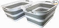SAMMART 42L (11 Galloons) Collapsible Plastic Laundry Basket - Foldable Pop Up Storage Container/Organizer - Portable Washing Tub - Space Saving Hamper/Basket [BPA Free] (White/Grey (Set of 2))