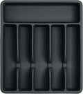 Silicone Silverware Drawer Organizer – Non-Slip Utensil Holder for Kitchen Drawers | Cutlery Tray for Forks, Knives, Spoons & More | Durable, BPA-Free, Easy to Clean – Black