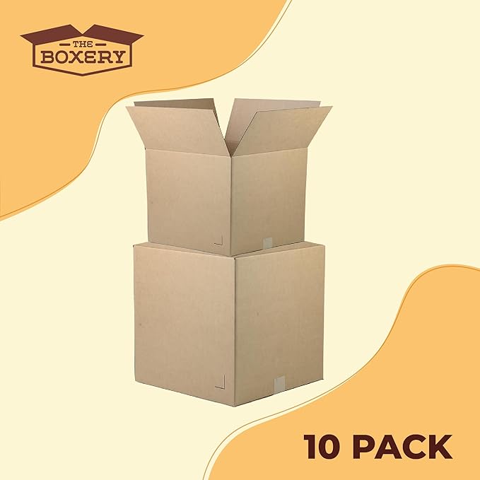 The Boxery Moving Boxes 10-Pack Small | 15x10x10 inch Brown/Kraft Corrugated Cardboard Packing, Moving & Storage for Business/Home – Durable - Eco-Friendly, Recyclable - Made in the USA