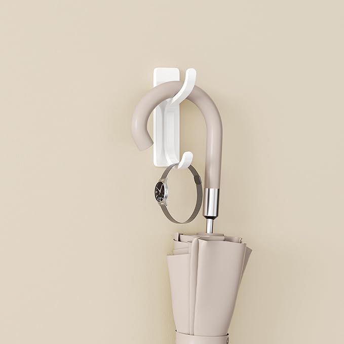 niffgaff Wall Hooks for Coat and Towel: 13lb Adhesive Door Hanger Stick On, Sticky Hook for Wall, Closet, Bathroom - White, 4 Pack