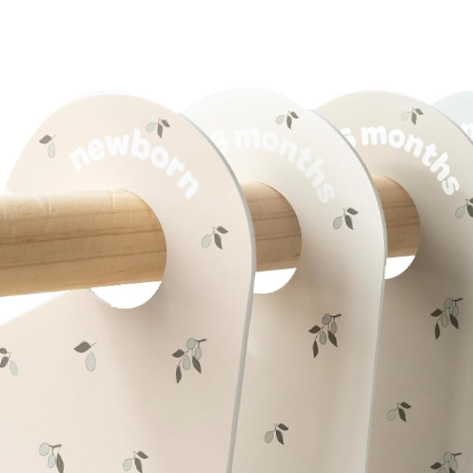 3 Sprouts Baby Closet Dividers Set of 8 - Toddler Clothes Organizer Hanger, Double-Sided Size Labels - Nursery Organization for Newborn Clothing, Infant, Boy & Girl - Olive