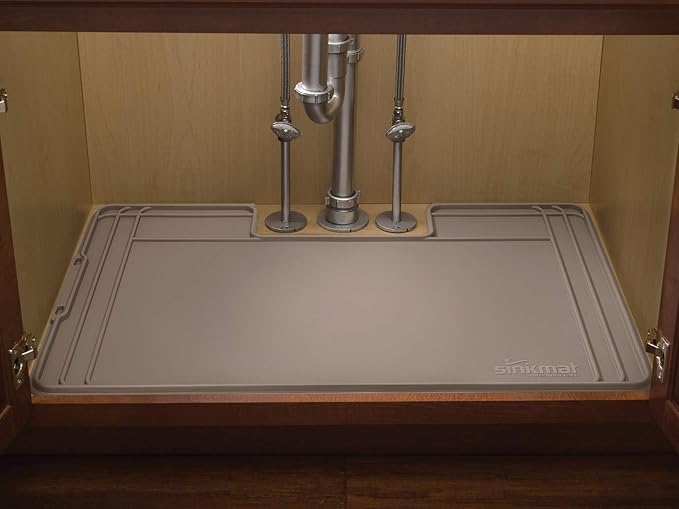 WeatherTech SinkMat – Waterproof Under Sink Liner Mat for Kitchen Bathroom – 34” x 22” Inches - Durable, Flexible Tray – Home undersink Organizer Must Haves, Tan