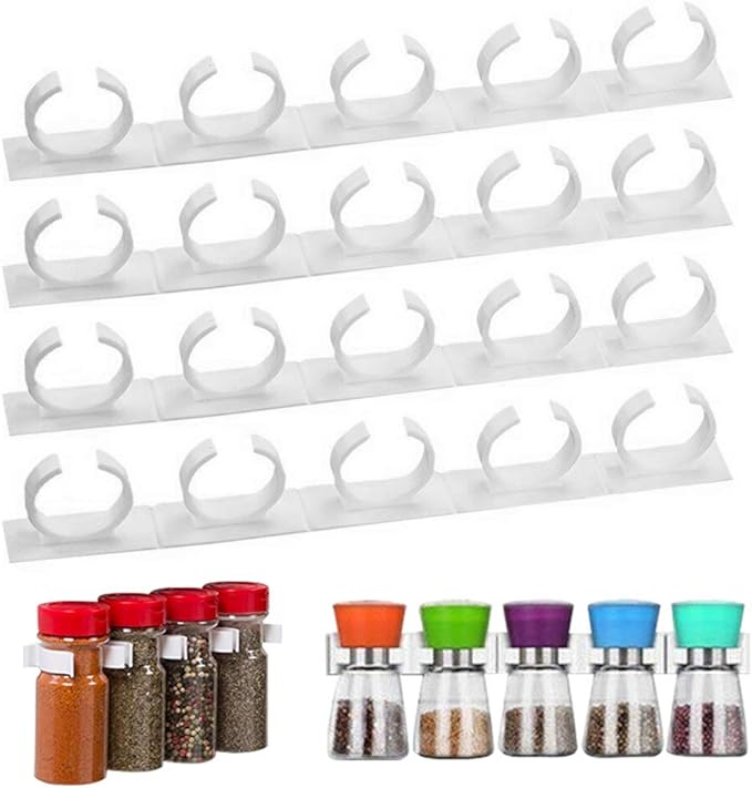 Wall Mount Ingredient Spice Bottle Rack Plastic Organizer Rack 5 Cabinet Kitchen Cabinet Door Hooks Jars Spice Holder Pp