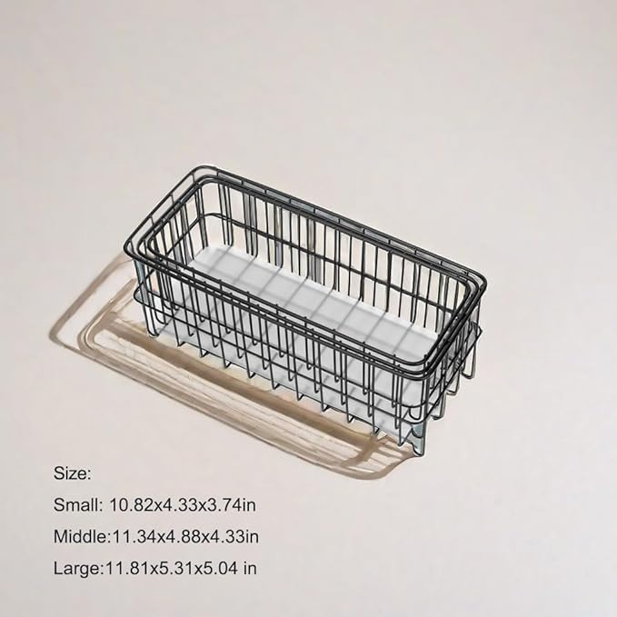 TIEYIPIN Farmhouse Decor Small Metal Wire Storage Organizer Basket Bins, Stainless Steel Organizing Basket Caddy Bin for Kitchen Cabinets, Bathroom, Pantry, Garage - Black (Set of 3)