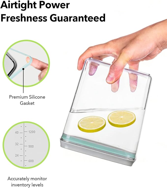 Airtight Food Storage Containers Set with One-Touch Lid, 6-Piece Multi-Size Set (0.6, 1.3, 1.9Qt)*2 Stackable Durable PET for Flour, Cereal, Snacks & Complete Pantry Organization