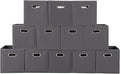 Fabric storage bins Cubes, Fabric Cube Organizer with Handle, Foldable Cube Bins for Cloth or Accessary Storage, 11x11x11, Set of 12, (Gray)