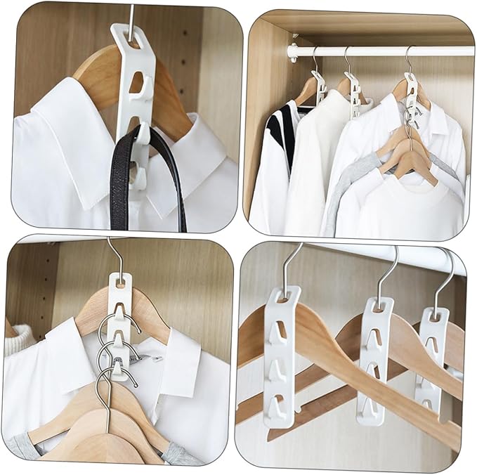 4pcs Space Saving Hanger Connector Hooks for Hanging Jeans Shirts Abs Material Non-Slip Design Closet Organizer Accessories