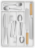 Lifewit Silverware Drawer Organizer Tray, Plastic Cutlery Storage for Kitchen, Flatware and Utensil Holder Divider for Spoons Forks Knives Tableware, 9.5 x 13.4", 5 Slots, White