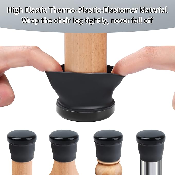 Ezprotekt Chair Sliders for Carpet, 8 Pcs Round Chair Glides for Carpet, Carpet Furniture Sliders Pads, Carpet Stool Leg Protectors Caps, Furniture Glides Quickly Black (XL Fit: 1-2/5" to 1-13/20")