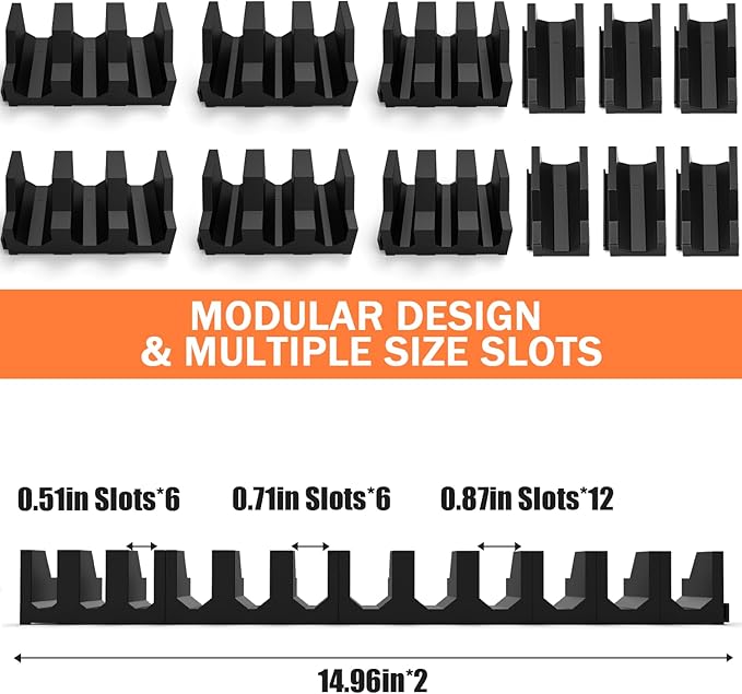 Magnetic Screwdriver & Plier Organizer - Expandable Multiple Spacing Modular Tool Box Organizers, Tool Drawer Organizer, Tool Storage, Plier Rack - 24 Holders