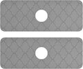 Kitchen Sink Splash Guard 2 PCS 14.7 Inch Sink Faucet Mat Splash Guard for Bathroom Countertop Water Absorbent Foldable Cuttable Soft Washable Monochrome Geometric Quatrefoil Grey