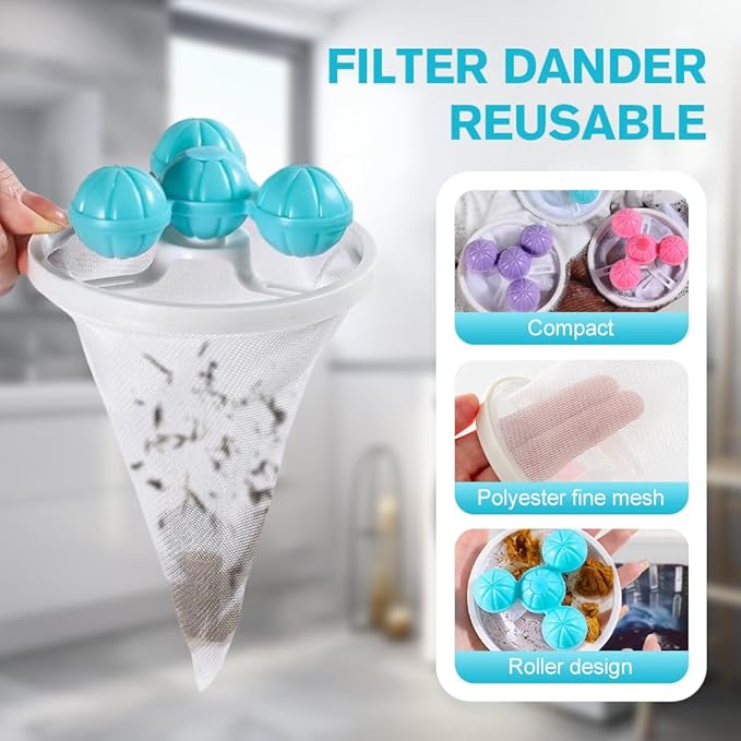 Floating Hair Filtering Mesh Removal, 2026 Upgrade Pet Hair Remover Laundry Reusable Lint Catcher for Washing Machine Hair Catcher Wool Device, Pet Hair (1, Blue)