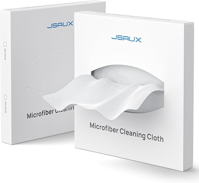 JSAUX Microfiber Cleaning Cloth 1-Pack(50 Total) for Steam Deck| Eye Glass Disposable Clean Cloth | Safe for Lens, Eyeglasses, Glasses, Screens, Cameras, iPad, iPhone, Cell Phone, LCD TV Screens More