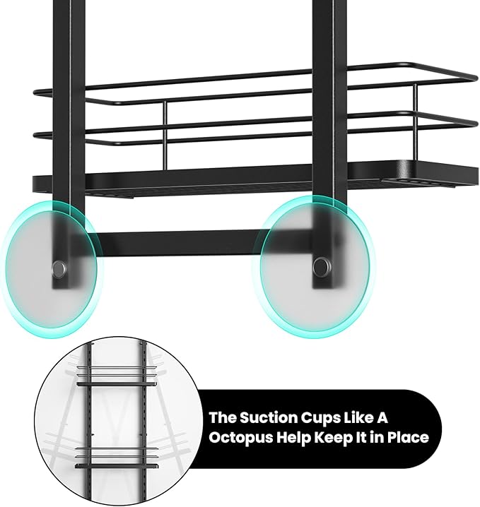 Shower Caddy Hanging, Adjustable Anti-Swing-Over The Shower Head Caddy, 3 Tier Height Bathroom Storage Organizer Bathroom Shelves Basket Rack Shower Caddies (3Tier)