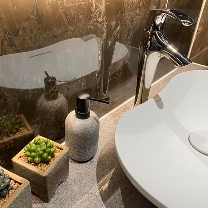 Soap Dispenser Grey,Hand Soap Lotion Dispenser for Bathroom Countertop,Soap Dispenser for Kitchen.