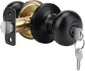 Goldenwarm Keyed-Alike Black Exterior Door Knob with Lock and Key, Front Door Knob, Matte Black Door Knobs Exterior Entry 1 Pack