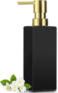 GMISUN Gold Hand Soap Dispenser, Black Glass Soap Dispenser with Gold Pump for Bathroom, 12 fl oz/350ml Refillable Dish Dispensers for Kitchen, Modern Liquid Lotion Bottles for Countertop