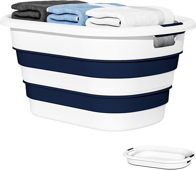 43L Collapsible Laundry Baskets plastic, Pop Up Laundry hamper/Storage Container, Foldable Laundry Basket with Large Capacity,Space Saver (1 Pack)