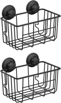 SANNO Suction Cup Shower Caddy Basket for Shampoo Combo Organizer Bathroom Basket Stainless Steel Holder for Bathroom Storage, Black