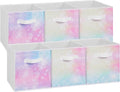 Stero Fabric Storage Cubes, 6 Pack Foldable Storage Bins Baskets with Handle, 11 Inch Box for Shelves, Closet, Organizer, Tie-dye White
