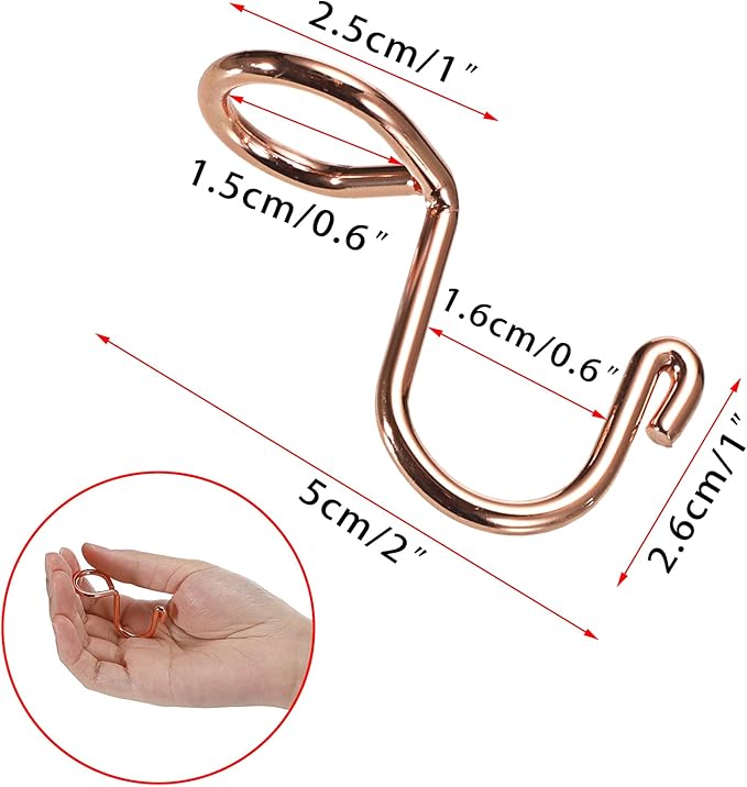 Sumnacon Gold Metal Connector Hooks - 30 Pcs Mini Cascading Hanger Extender Hooks for Velvet Wooden Hangers, Hat Bag, Rose Gold