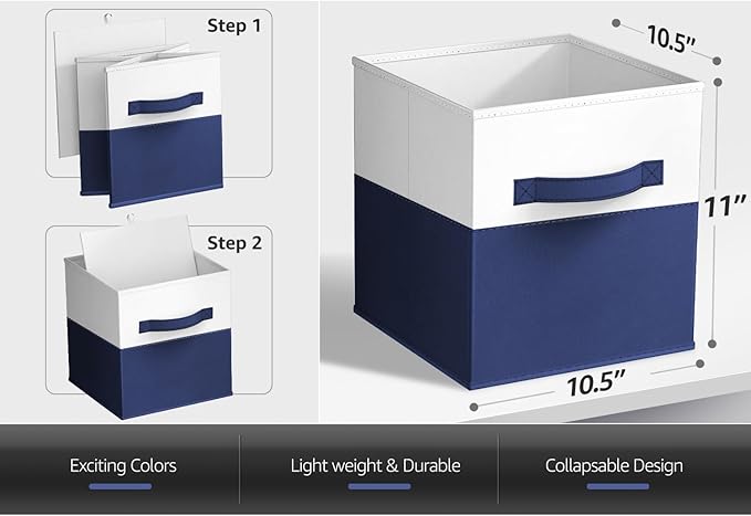 Sorbus Foldable Storage Bins – 6-Pack Fabric Storage Cubes, 11-Inch Cube Organizer Bins for Closet, Shelves, and Cubby Storage – Collapsible Cloth Storage Baskets for Home Organization
