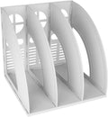 SAYEEC Magazine Holder Plastic File Sorter Binder Holder for Desk Folder Organizer Stand Book Shelf Dividers Vertical Filling Storage Rack Desktop Bookshelf Display Box for Office School Home (Grey)