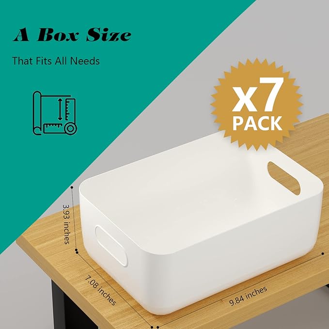 OWill 7 PCS 4.2 L Plastic Storage B-ins and Baskets for Efficient Home Classroom Organization Small Containers in Multicolour for Kitchen, Cupboard box, and Bathroom Organizer on Shelves and Tubs