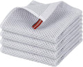 Nialnant 100% Cotton Dish Cloths for Washing Dishes, 4 Pack Waffle Weave Dish Towels,Super Soft Absorbent Cleaning Rags-Light Grey,12x12 Inch
