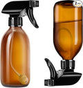 Tecohouse Amber Glass Spray Bottles 8oz, 2 Pack 360° Water Spray Bottle for Cleaning Upside Down Spray Bottles Mister Squirt Bottle with Adjustable Nozzle for Hair, Plant, Pet