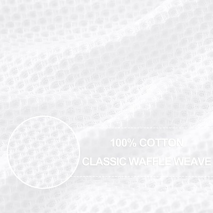Homaxy 100% Cotton Oversized Waffle Weave Kitchen Dish Towels, Ultra Soft Absorbent Quick Drying Cleaning Towel, 20x28 Inches, 8-Pack, White
