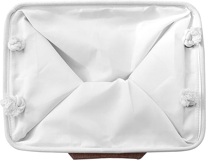 Sacyic Organization and Storage Basket for Organizing - 16x12x8 inch Large 4 Pack Fabric Storage Cube Collapsible Storage Bins for Shelves, Storage Box for Cloth Books Canvas(White & Flaxen)