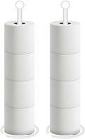 NearMoon Bath Toilet Paper Holder Stand, Freestanding Tissue Paper Storage with Reserve, Space Toilet 4 Rolls Holder for Bathroom/Kitchen Countertop-All Metal (2 Pack, White)