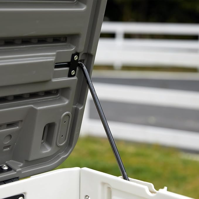 Outdoor Storage Box Waterproof, 100 Gallon Lockable Resin Deck Box Large, Patio Storage Bin for Pool Accessories Cushion Furniture, Garden Tools, UV-Resistant Outside Delivery Black&White
