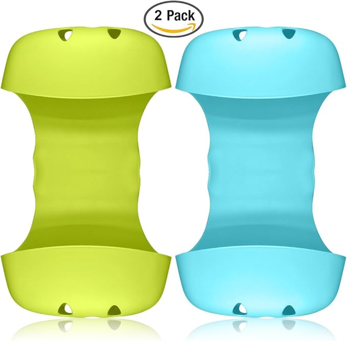 2 Pack Sponge Holder for Double-Sink, FineGood Saddle Caddy Brush Soap Organizer Storage Kitchen Bathroom Plastic Basket - Blue, Green