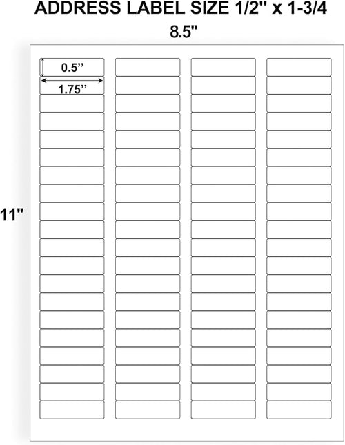 0.5" x 1.75" Return Address Labels, 3200 White Printable Shipping Labels, 40 Sheets, Compatible with Laser & Inkjet Printers, Self-Adhesive Stickers for Mailing & Organization