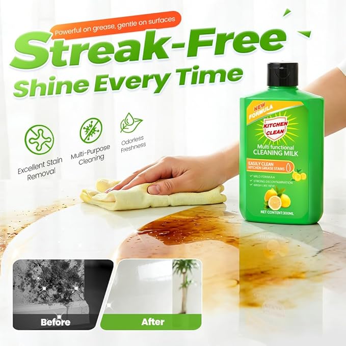 Fliwos Cleaning Milk House Cleaner, 2026 Upgraded Multifunctional Cleaner for Kitchen & Bathroom, Powerful Concentrated Cleansing Lotion, Multi-Purpose Cleaner, Effectively Remove Stains (Green 1Pcs)