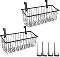 LeleCAT Grid Storage Baskets with Hooks, Over Cabinet Door Organizer, Wire Basket Hanging Storage Organizer, Kitchen Bathroom Organizer (Black, Extra Large)