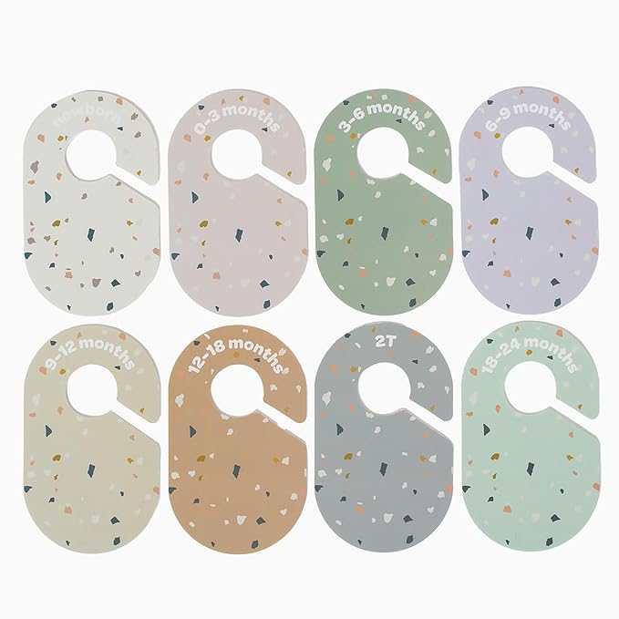 3 Sprouts Baby Closet Dividers Set of 8 - Toddler Clothes Organizer Hanger, Double-Sided Size Labels - Nursery Organization for Newborn Clothing, Infant, Boy & Girl - Terrazzo