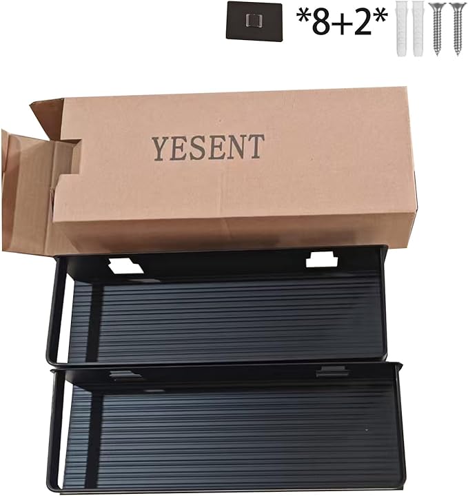 YESENT Aluminum Shower Caddy 2-Pack 11.8in, Stick-on Bathroom Rack, Thickened and Sturdy Bathroom Storage Rack Wall-Mounted, no Punching and no Drilling Installation Methods(2 Layers 11.8in)