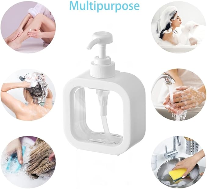 Hand Soap Dispenser for Bathroom, Modern Dish Soap Dispenser for Kitchen Sink, Liquid Soap Container with Pump, Clear Plastic Soap Pump Bottles (2 Packs,17oz, White)